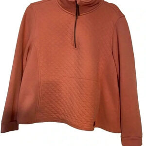 LL Bean Mauve/Pink pullover diamond quilting, quarter-zip pullover front pocket